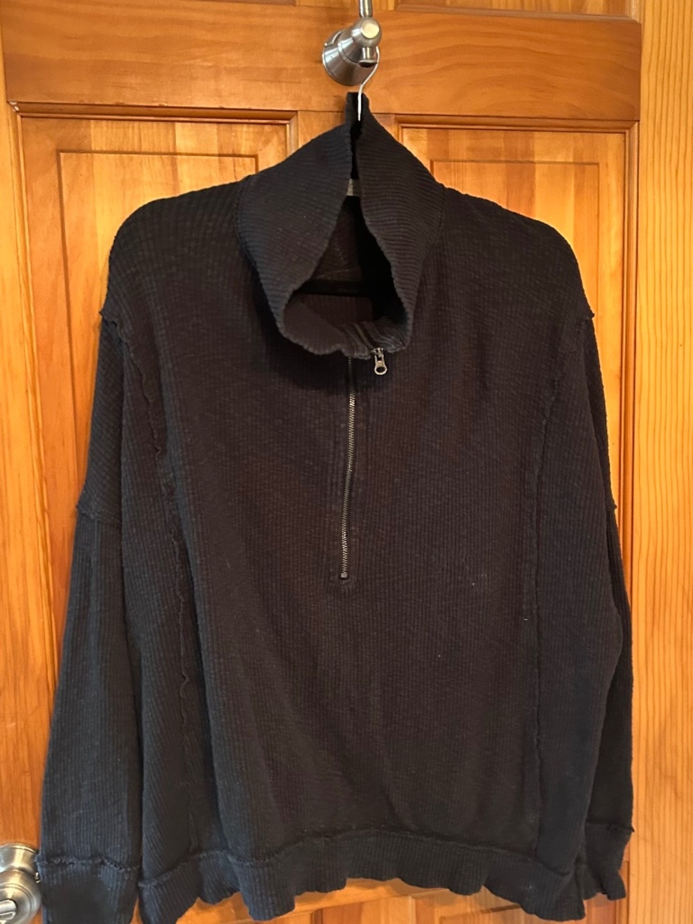 T16 NWOT Camden Ribbed Free People Quarter Zip Top Small Black
